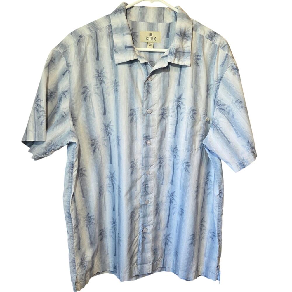 Solitude Hawaiian button-up shirt size large men's palm trees